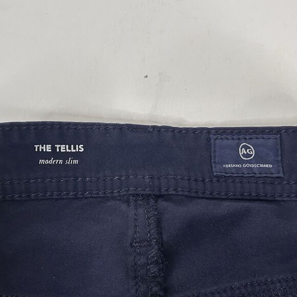 AG Adriano Goldschmied 32x29 Tellis Modern Slim Chino Pants Navy Cotton Blend - Picture 3 of 6
